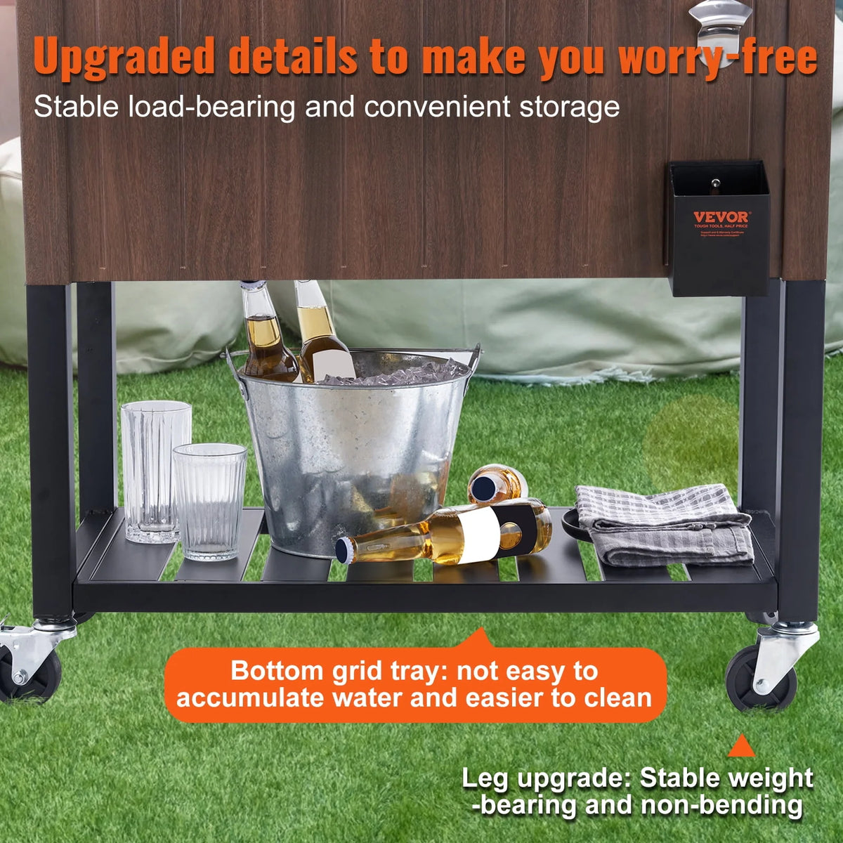 80Qt Rolling Cooler Cart with Bottle Opener D163263