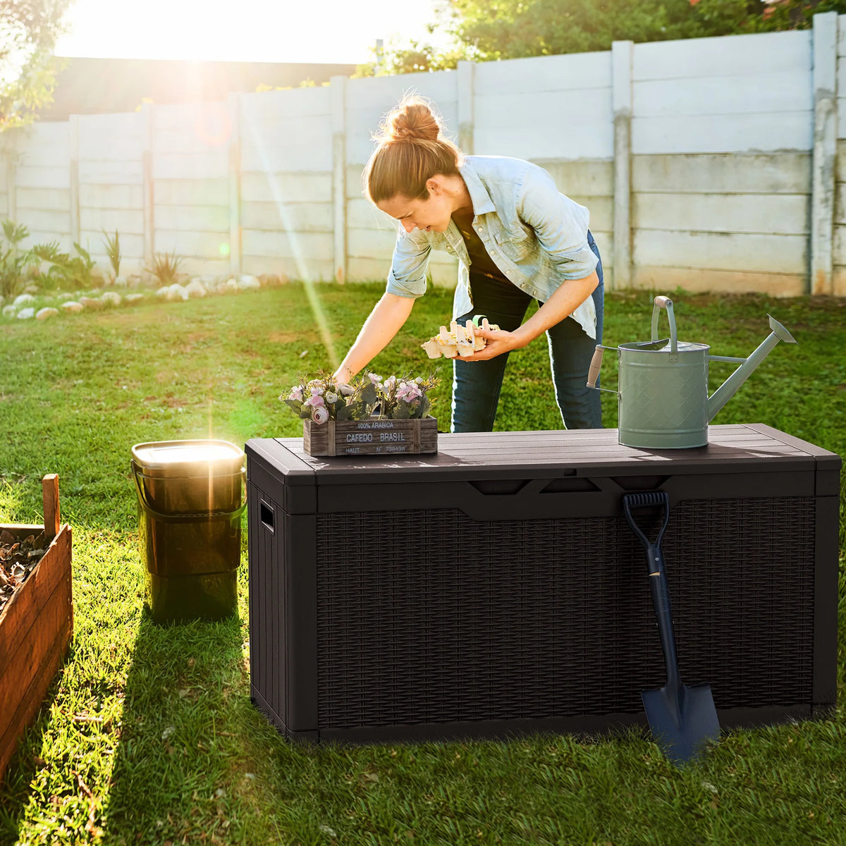 100 Gallon Black Plastic Resin Outdoor Storage Box F1562