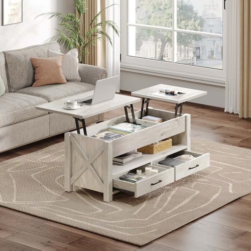 Gray Lift Top Coffee Table with 2 Storage Drawers Y216449
