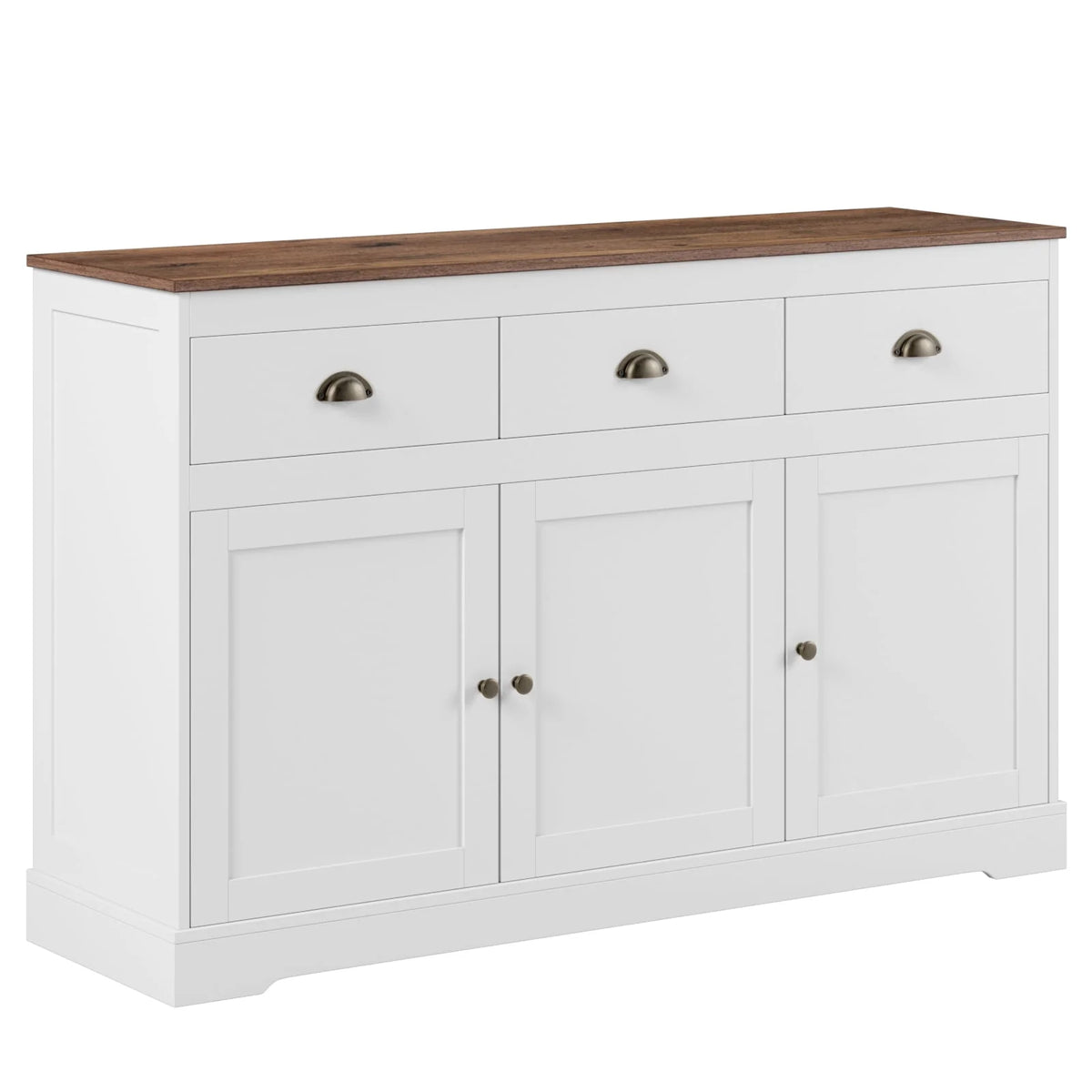White 3 Drawer 3 Door Sideboard Storage Cabinet L727