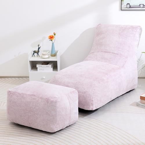 Extra-Large Grey Furry Memory Foam Bean Bag Chair K687679