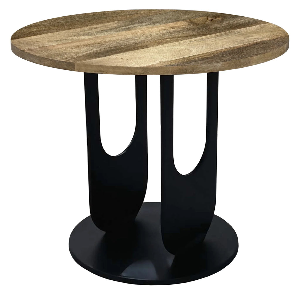 22 in. Round Mango Wood Top Side End Table W5824
