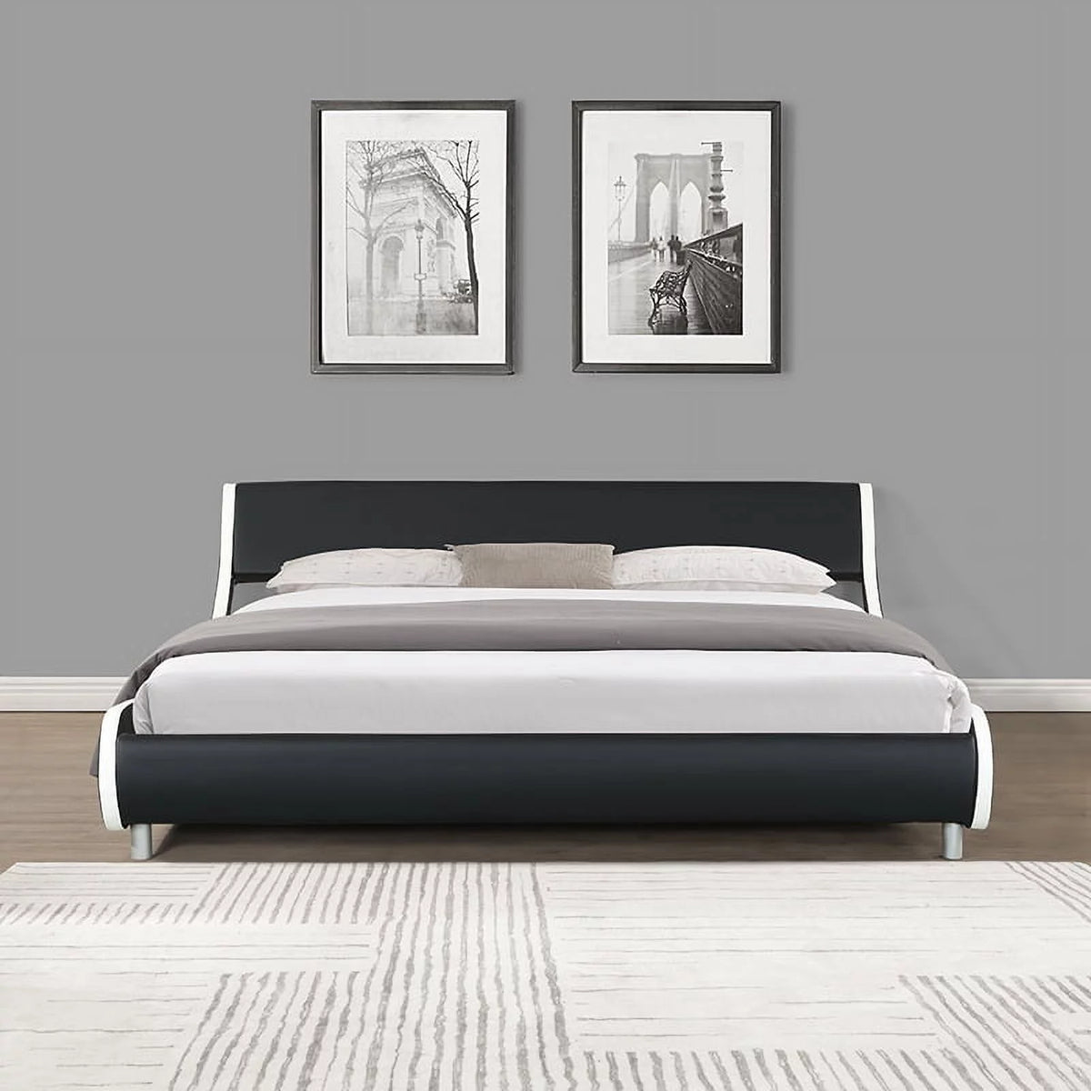 King Size Faux Leather Upholstered Platform Bed Frame D76074