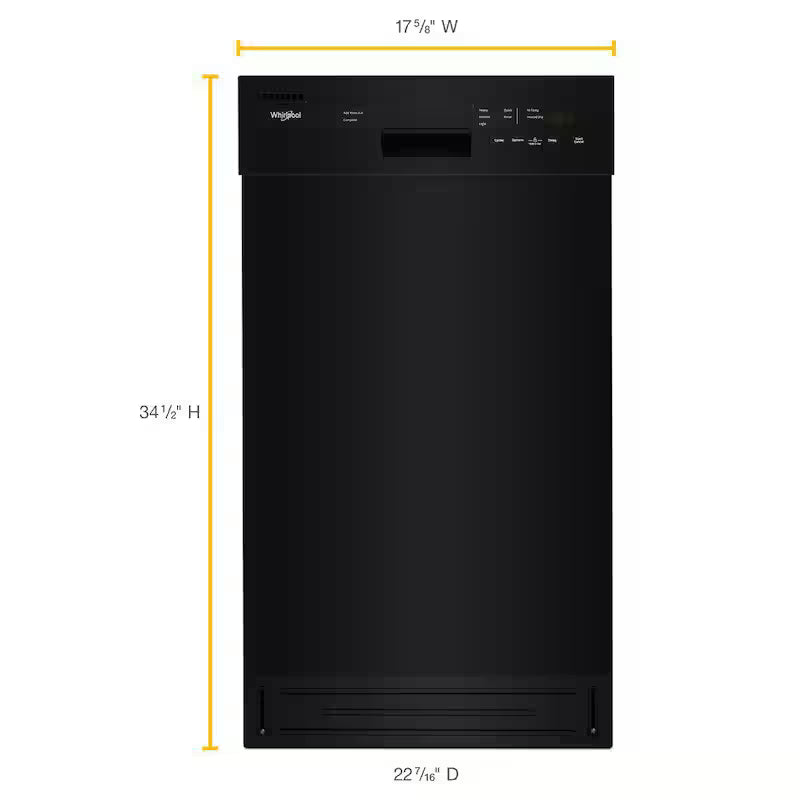 Black Front Control Dishwasher with Stainless Steel Tub V669