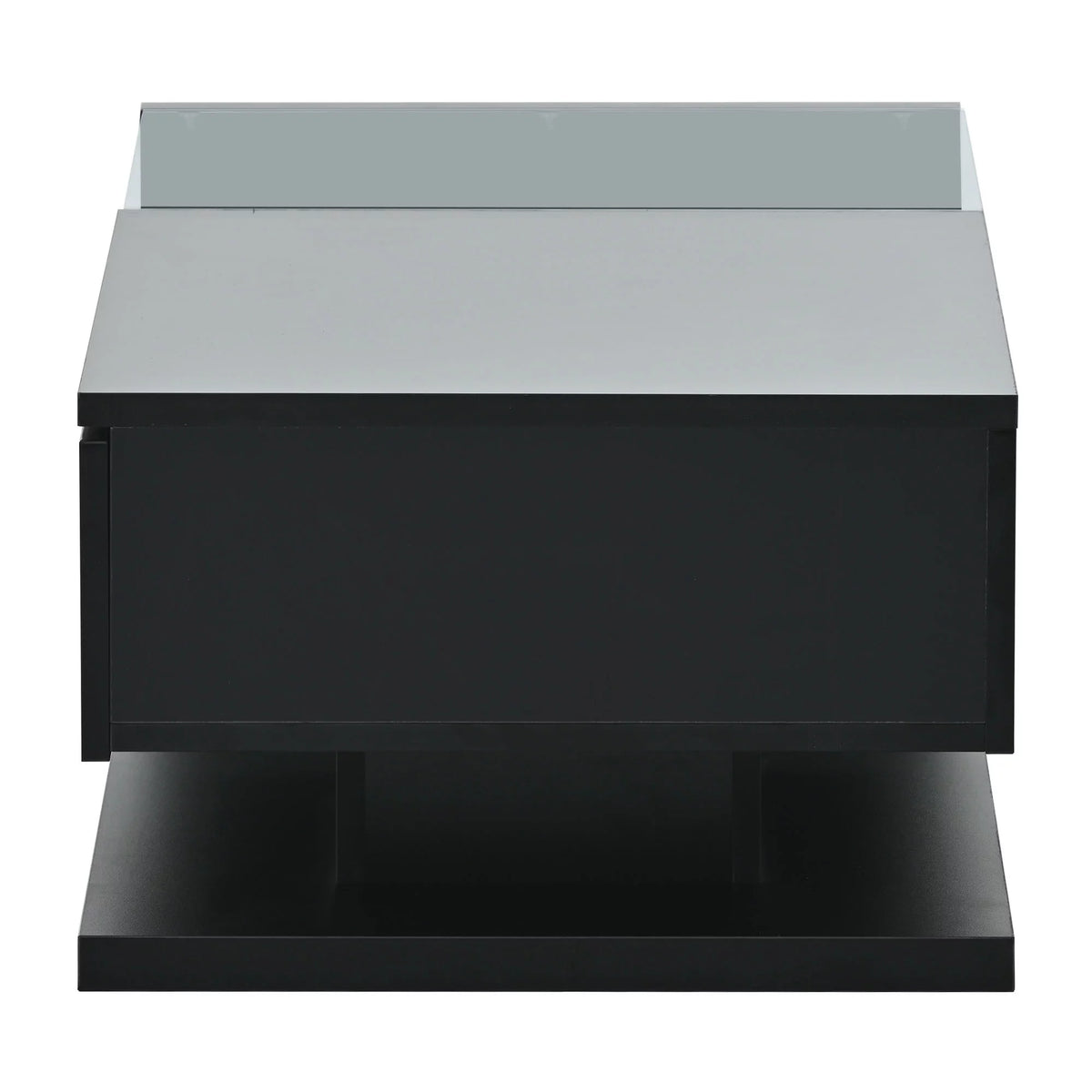 39.3" Black 2-Tier Coffee Table with Tempered Glass A942925