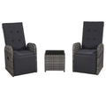 3 Piece Bistro Set with Cushions Poly Rattan Gray W767