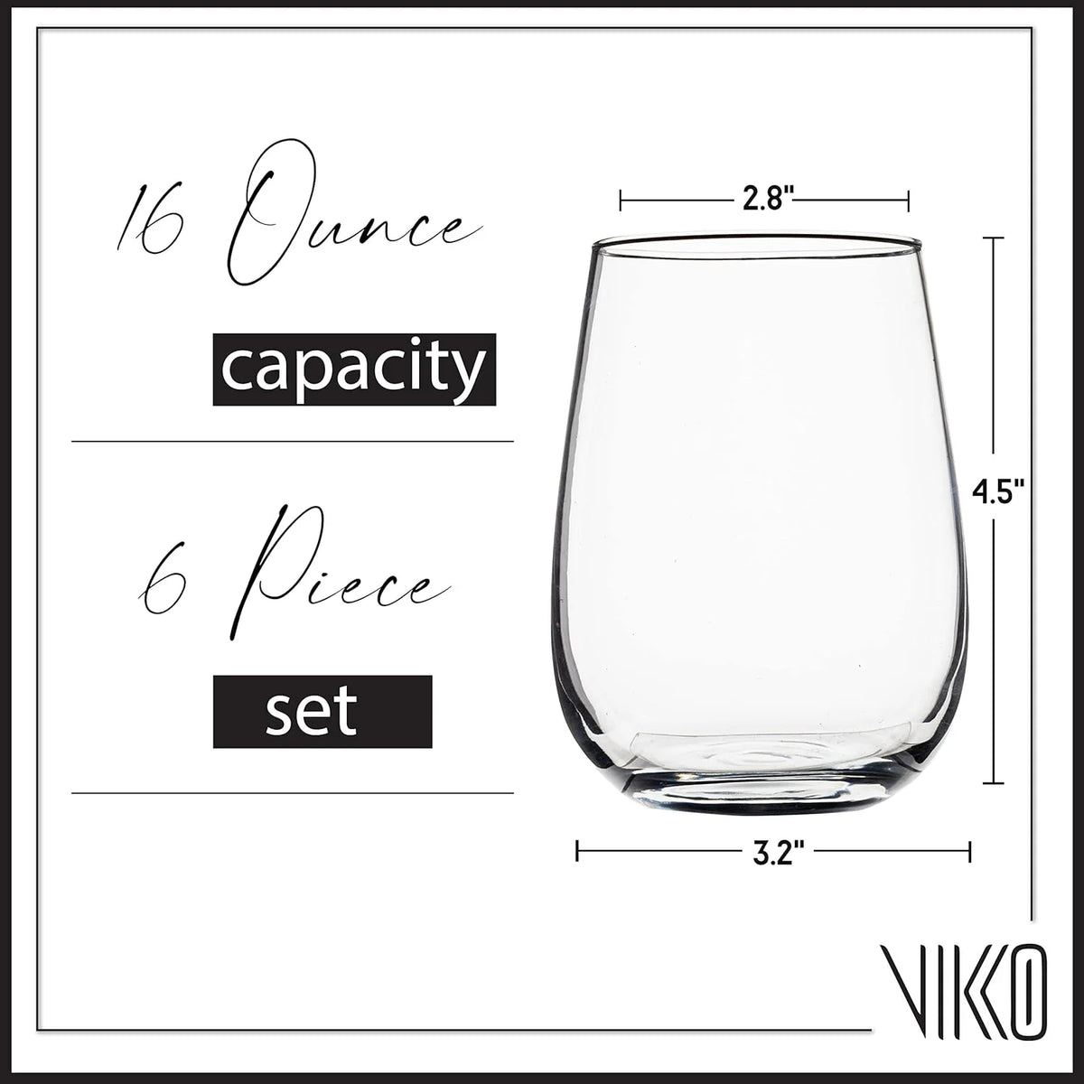 16 Ounce Wine Glasses Set Of 6 O87013