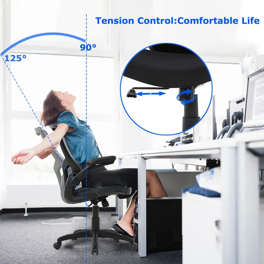 Black Mesh Ergonomic Office Chair with Lumbar Support E830