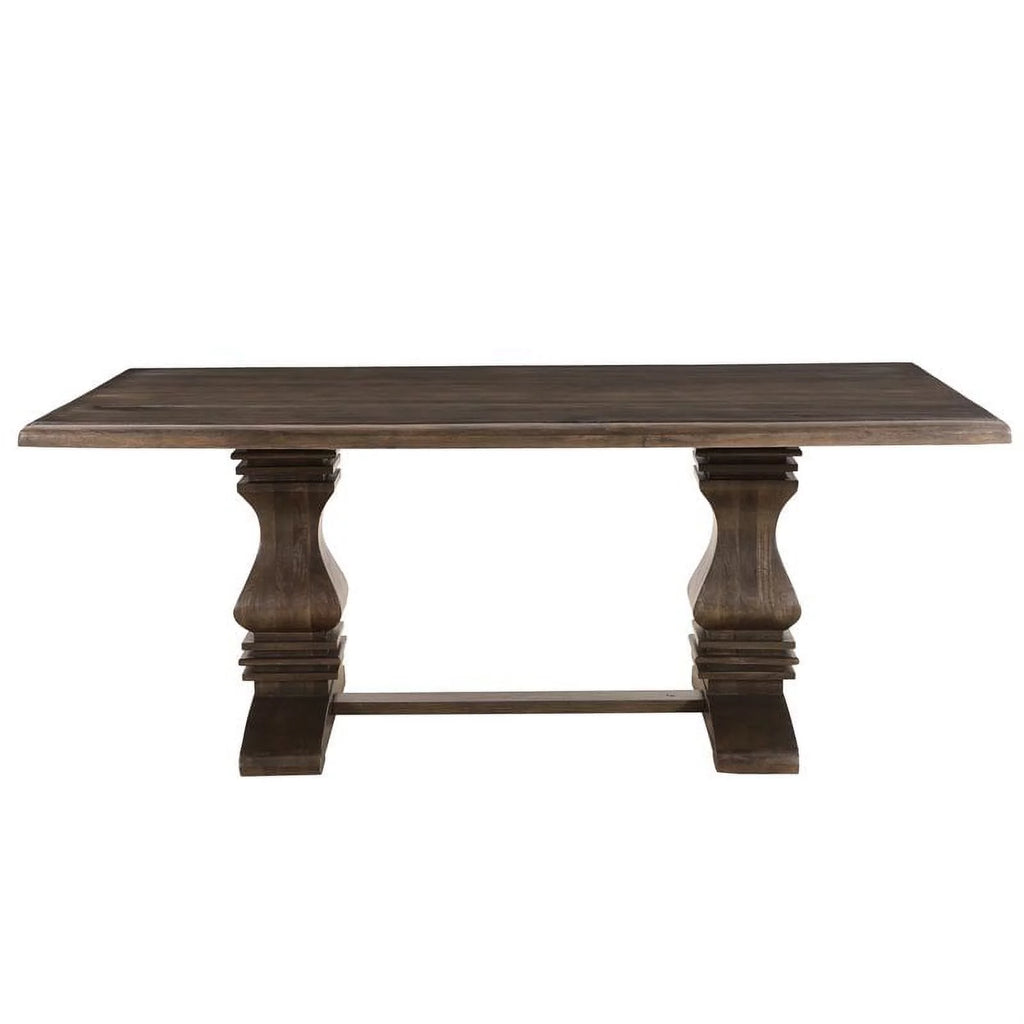 Solid Wood Double Pedestal Dining Table in Dark Brown Y929236