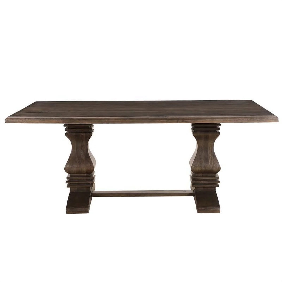 Solid Wood Double Pedestal Dining Table in Dark Brown Y929236