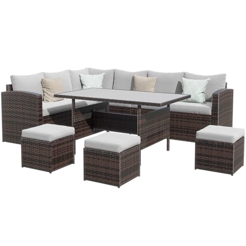 7 Piece All Weather Wicker Outdoor Sofa Set with Ottoman P750766