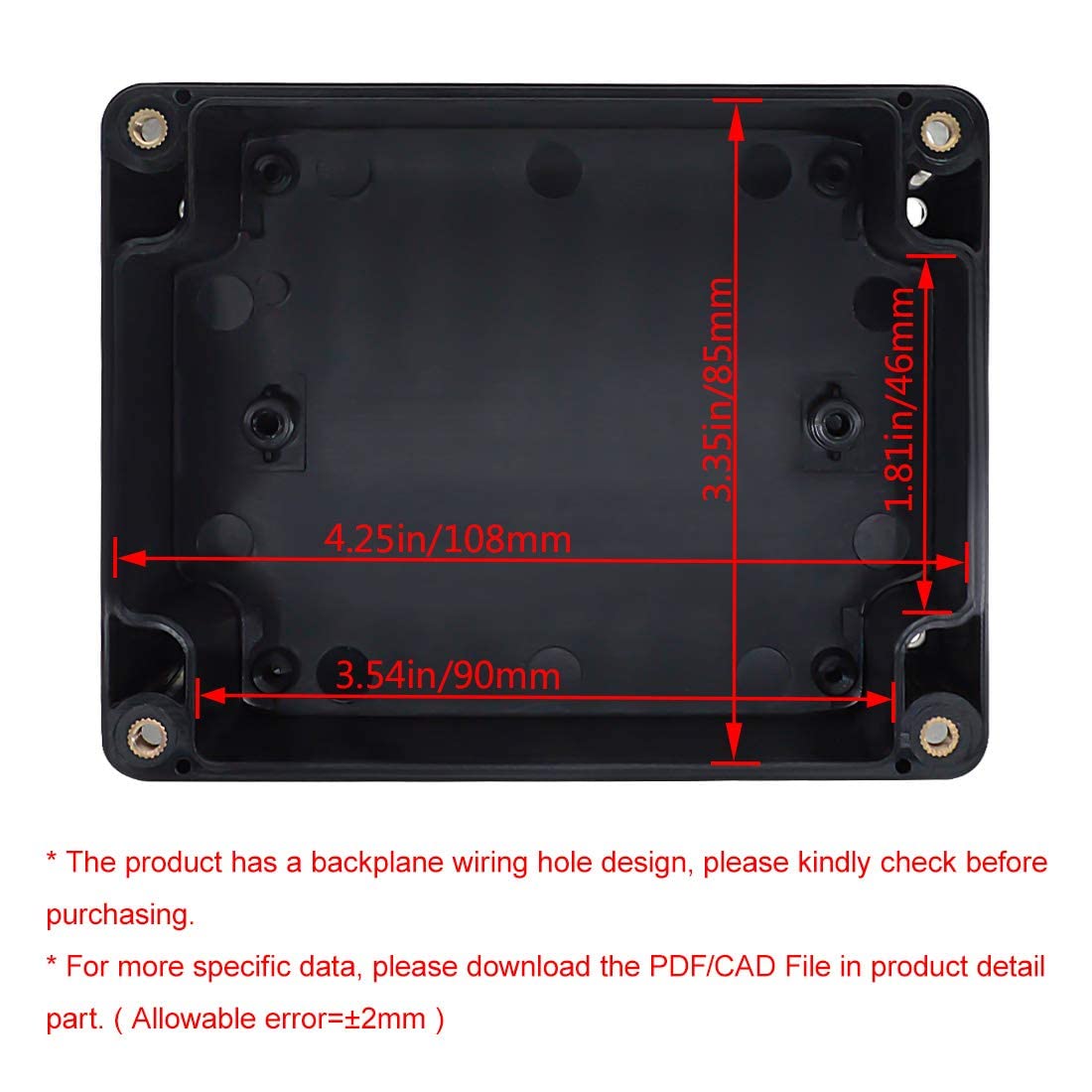 ABS Plastic Electrical Project Box Black 4.5 x 3.5 x 2.1 inch G918217