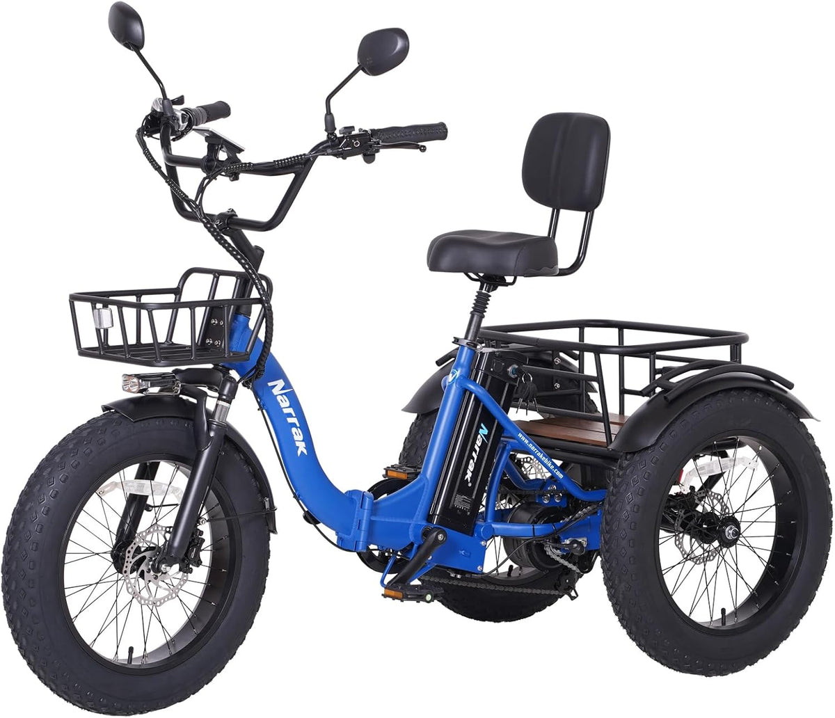 Electric Tricycle for Adults, 750W, 48V13Ah, 20"x4.0" Aluminum Folding Fat Tire 3 Wheel Electric Trike U346652