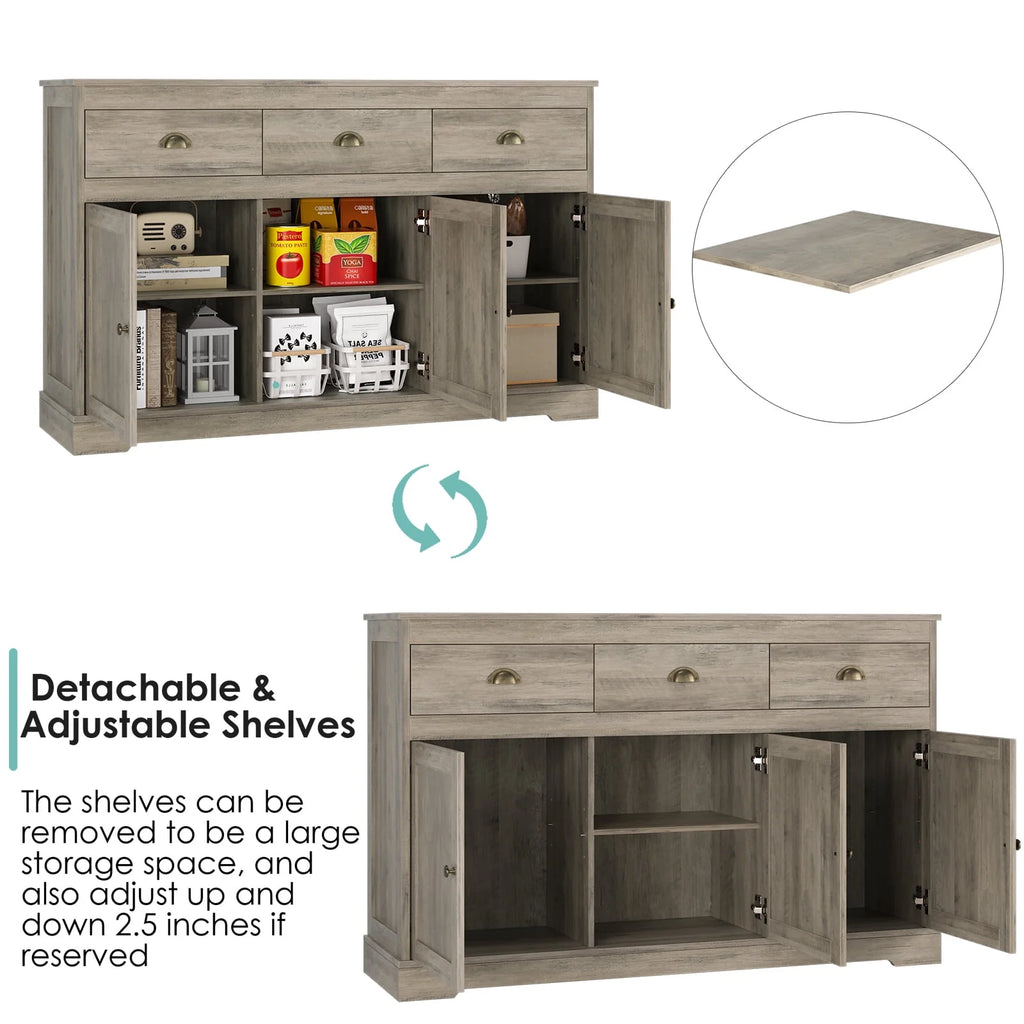 White 3 Drawer 3 Door Sideboard Storage Cabinet L727