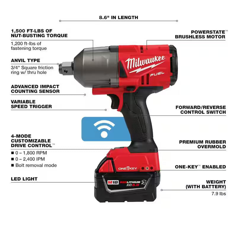 18V Cordless Brushless 3/4 in. High-Torque Impact Wrench I89170