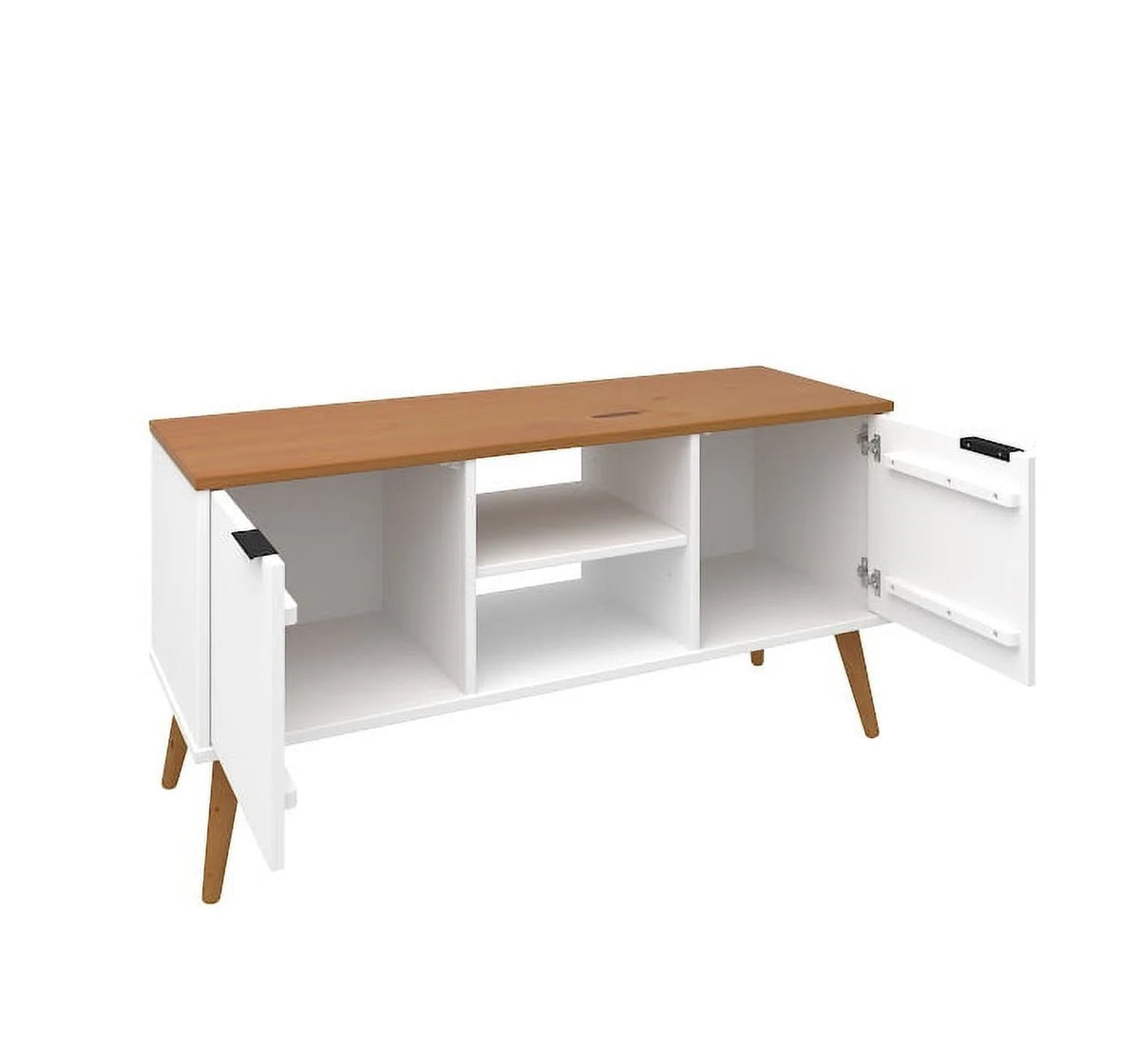 White 2 Door 2 Shelf Solid Wood TV Stand T236885