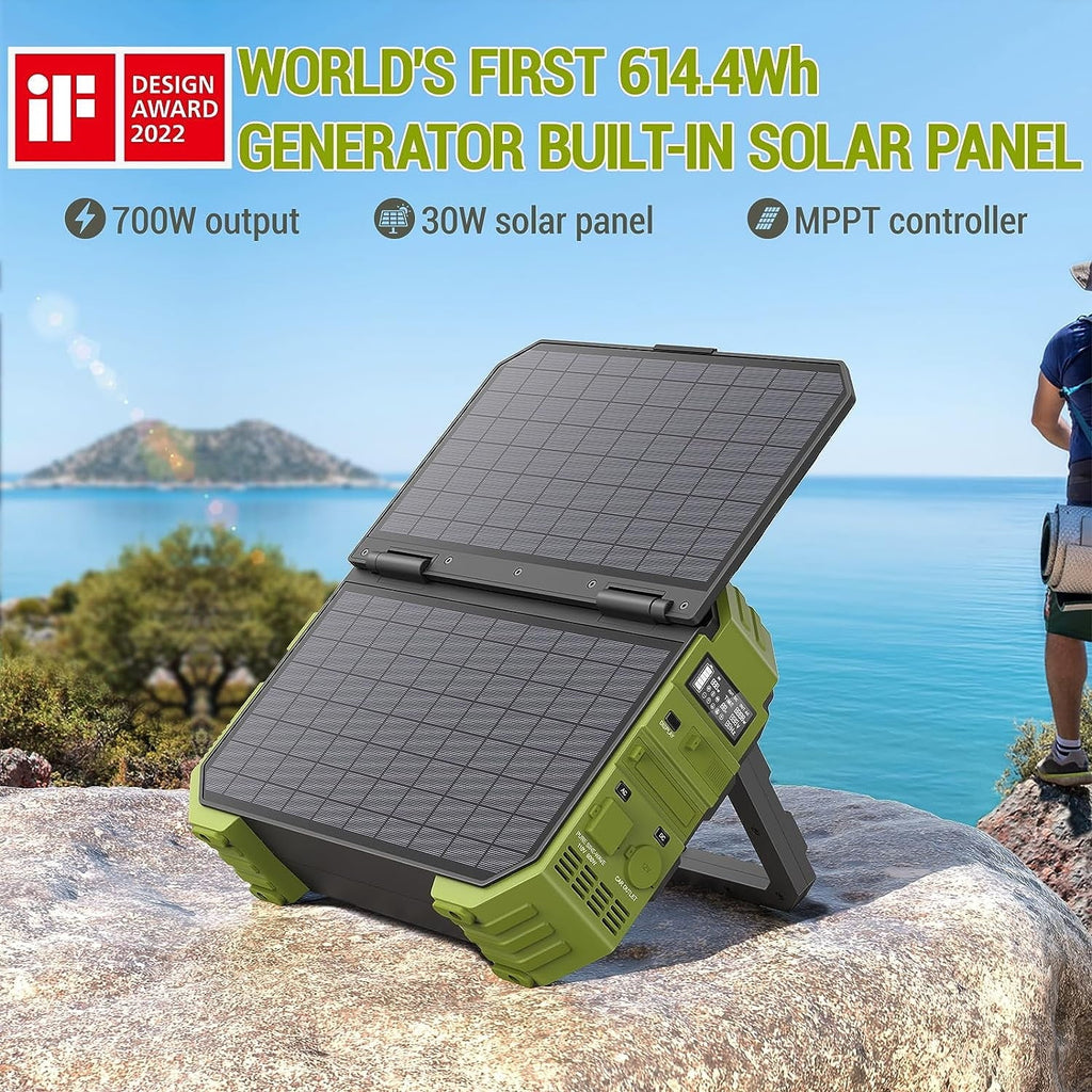 614.4Wh Portable Power Station with 30W Solar Panel O93001