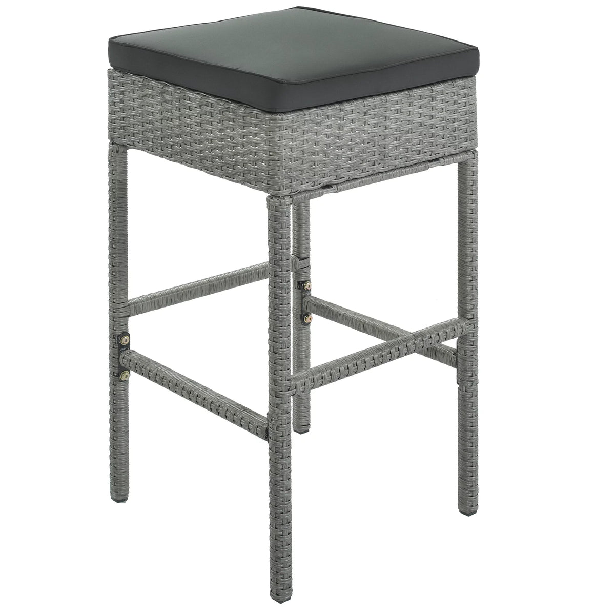 5 Piece Counter Height PE Rattan Patio Dining Set with Storage Table and Cushions O833821