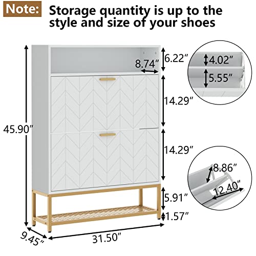 Grey Shoe Cabinet with 2 Flip Drawers L41354
