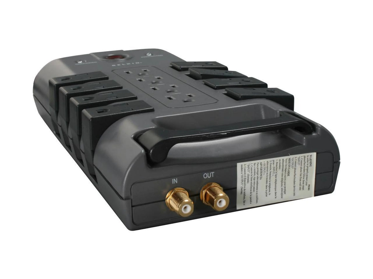 12-Outlet Surge Protector, Black, 8 Foot Cord F1147