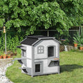 Wooden 2-Story Outdoor Cat House with Escape Door Q739881