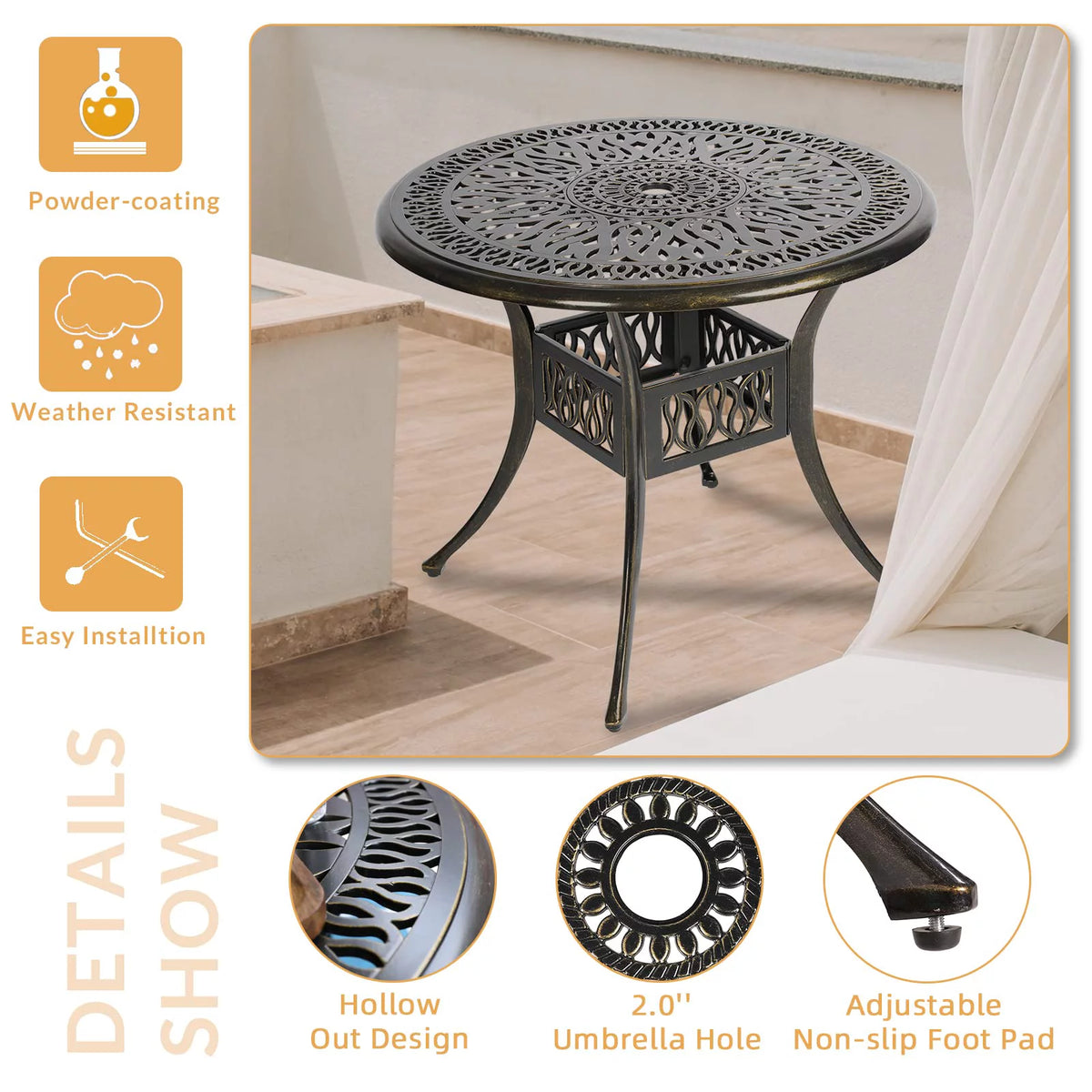 5 Piece Cushioned Swivel Rocking Patio Dining Set with 35.2" Round Table R8616