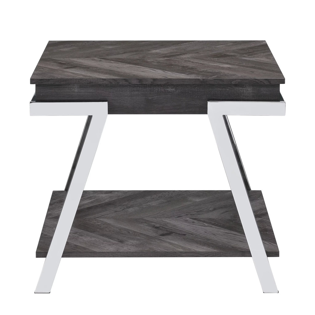 Dark Gray Wood and Laminate End Table Y3620