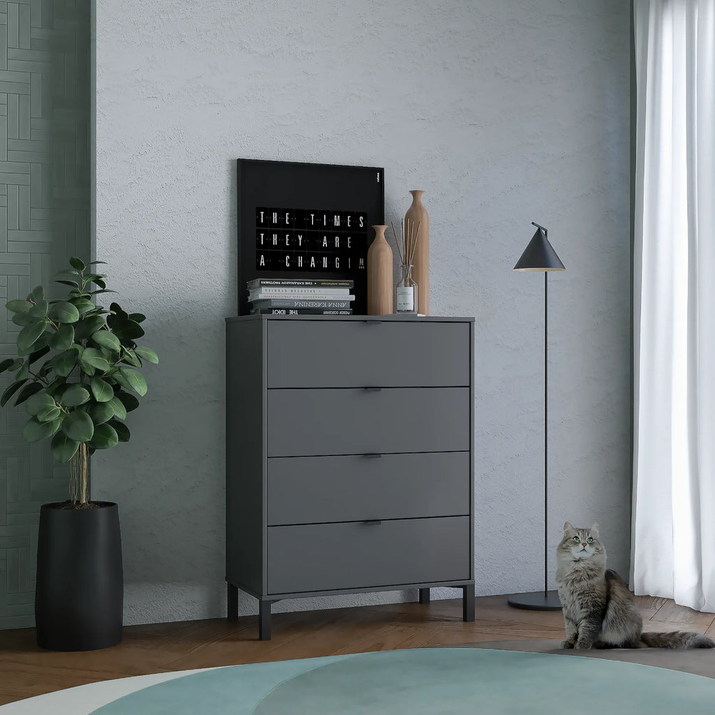 Minimalist 4-Drawer Dark Gray Dresser Z508