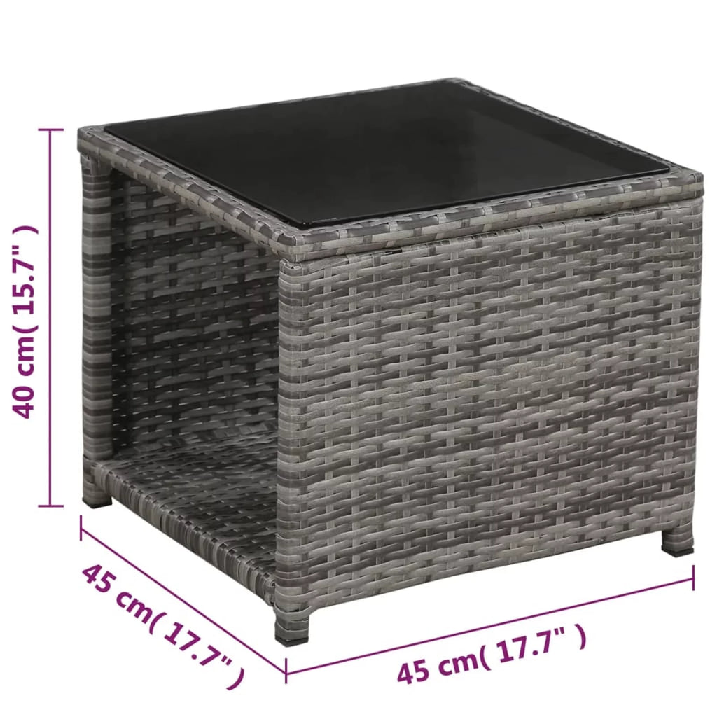 3 Piece Bistro Set with Cushions Poly Rattan Gray W767