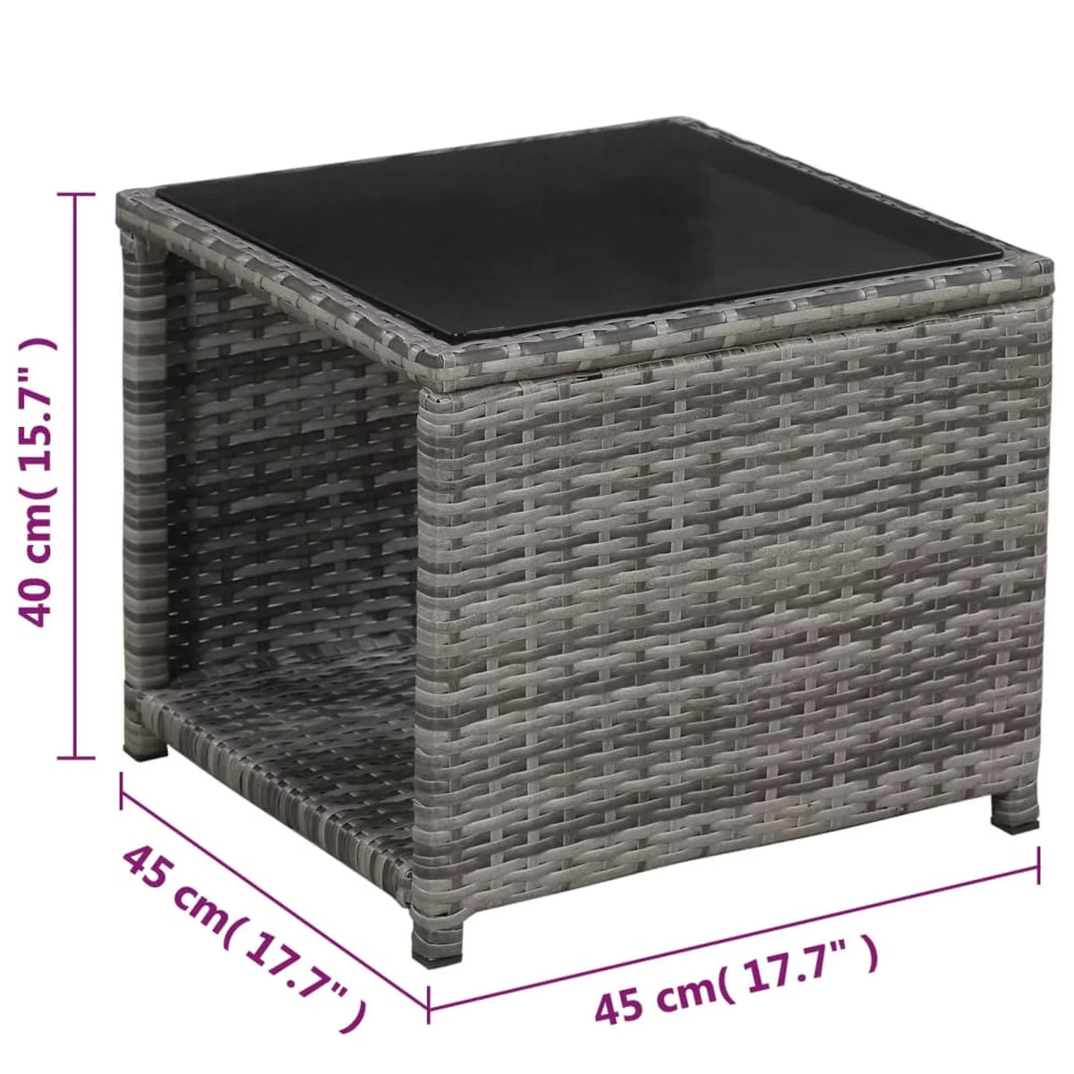 3 Piece Bistro Set with Cushions Poly Rattan Gray W767
