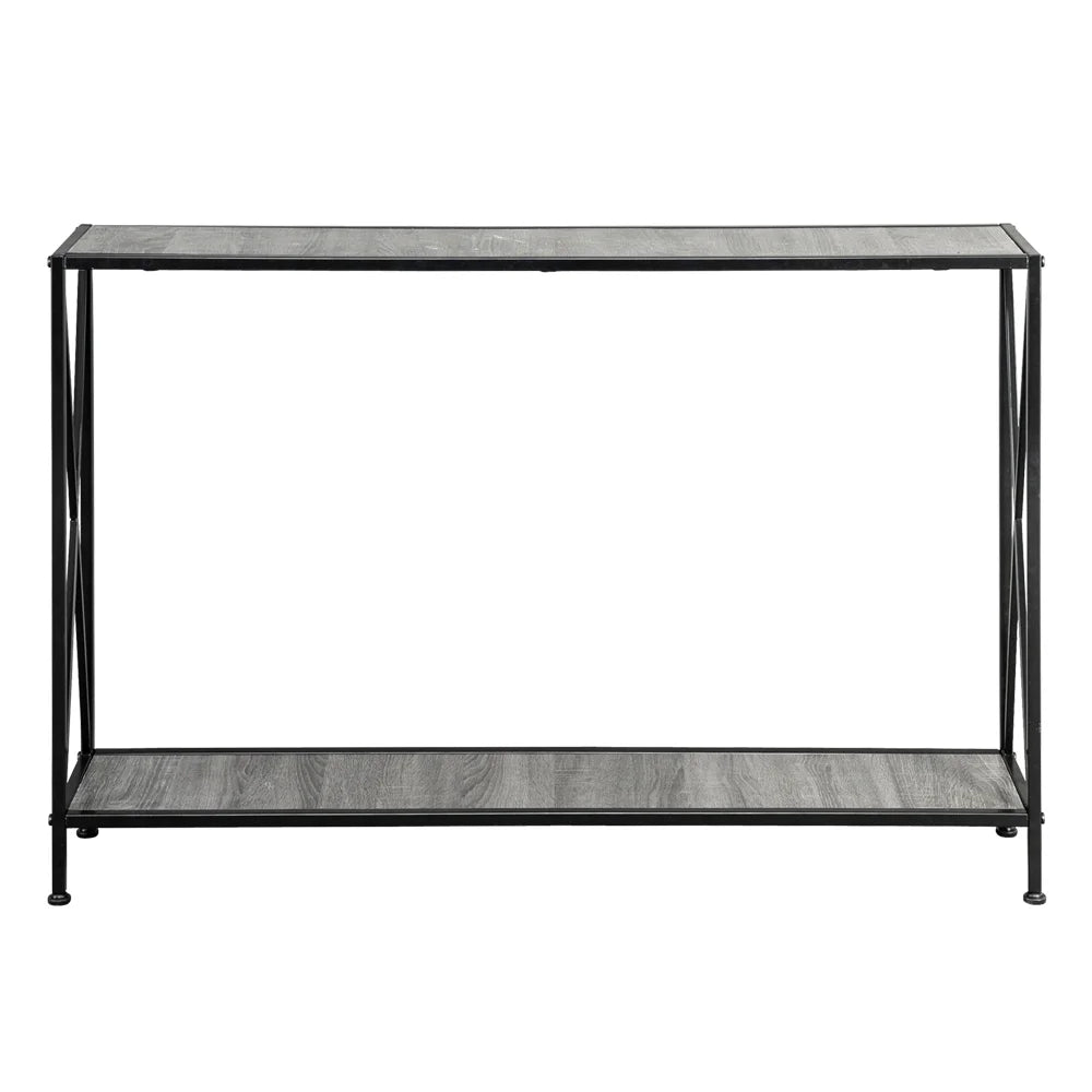 Gray 2-Tier Wood Console Table with Storage Shelf C9889