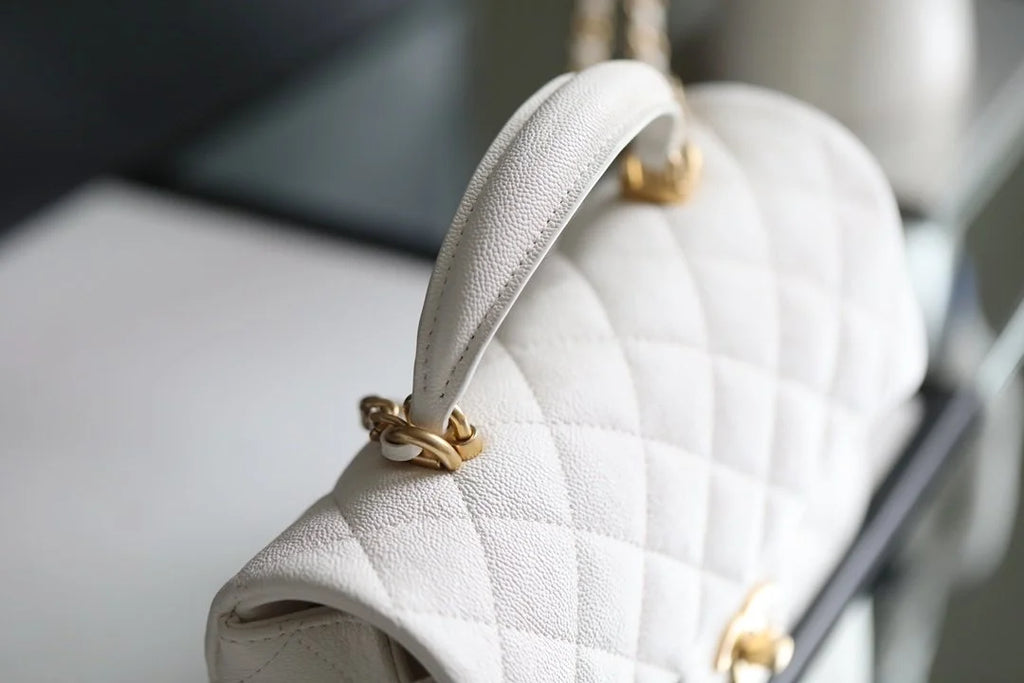 White Mini Flapbag With Top Handle K60430