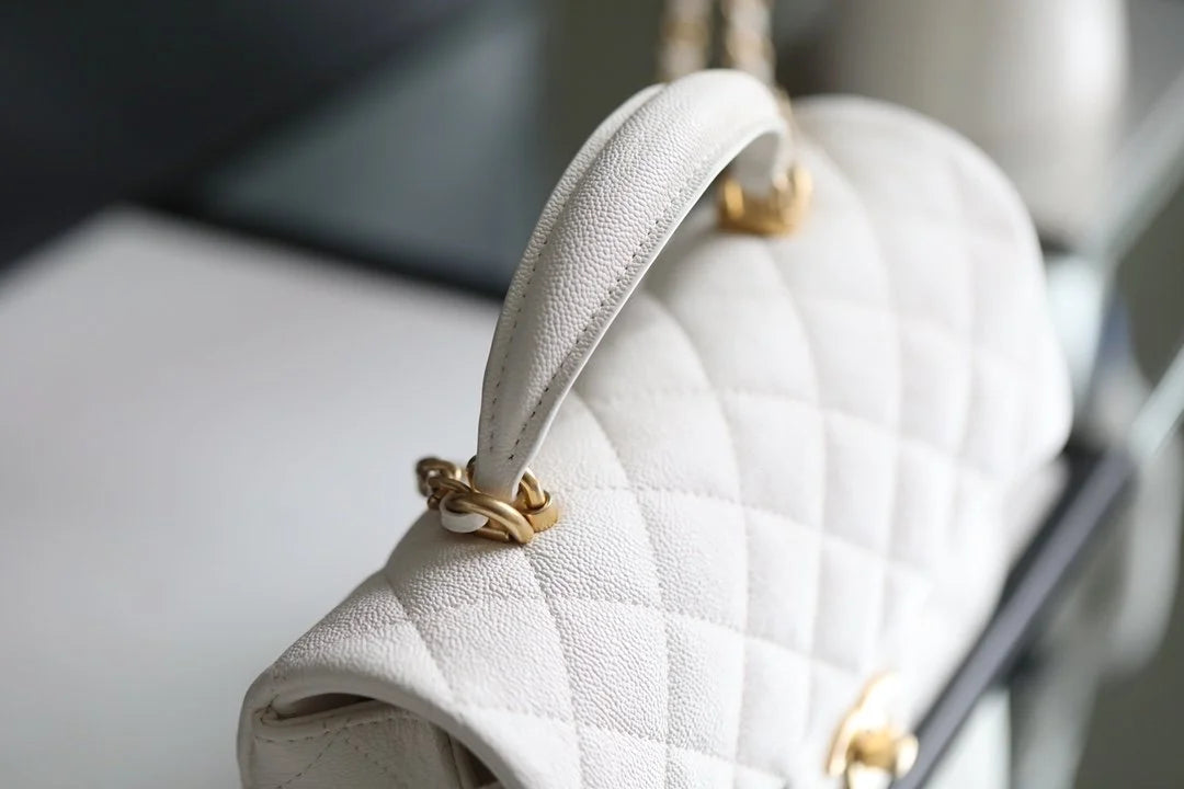White Mini Flapbag With Top Handle K60430