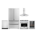 36 Gas Range, Wall Mount Range Hood, Dishwasher, Refrigerator with Ice Maker and Wine Cooler T898