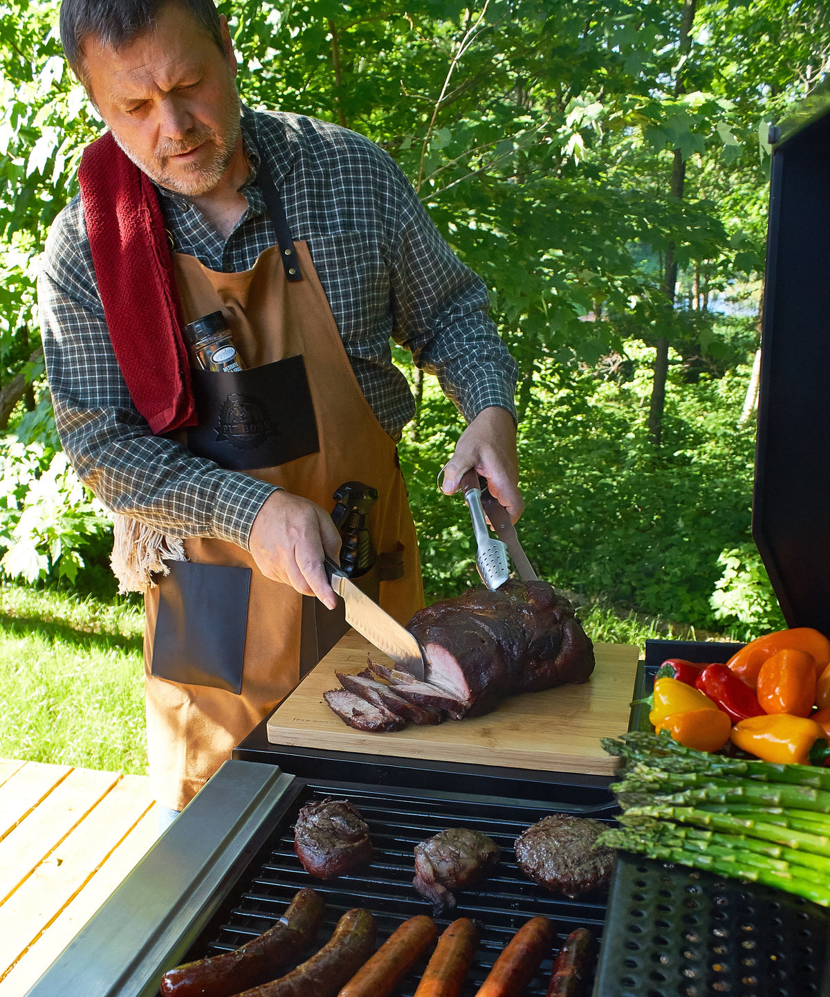 Gas and Charcoal Combo Grill with Electric Smoker Y66740