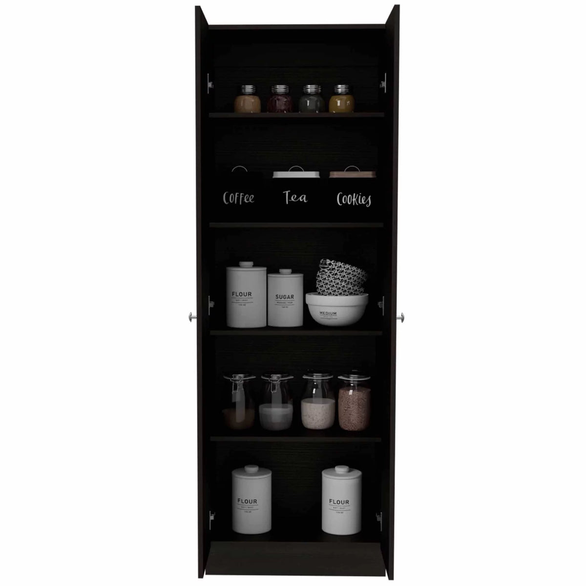Dark Brown & Black Double Door Cabinet M9170
