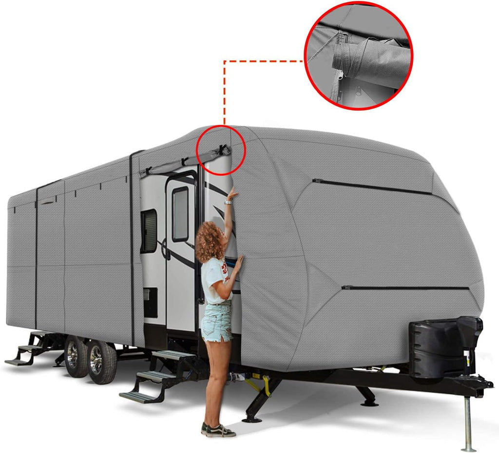 Waterproof Windproof 420D Heavy Duty Polyester Oxford RV Trailer Cover S2740