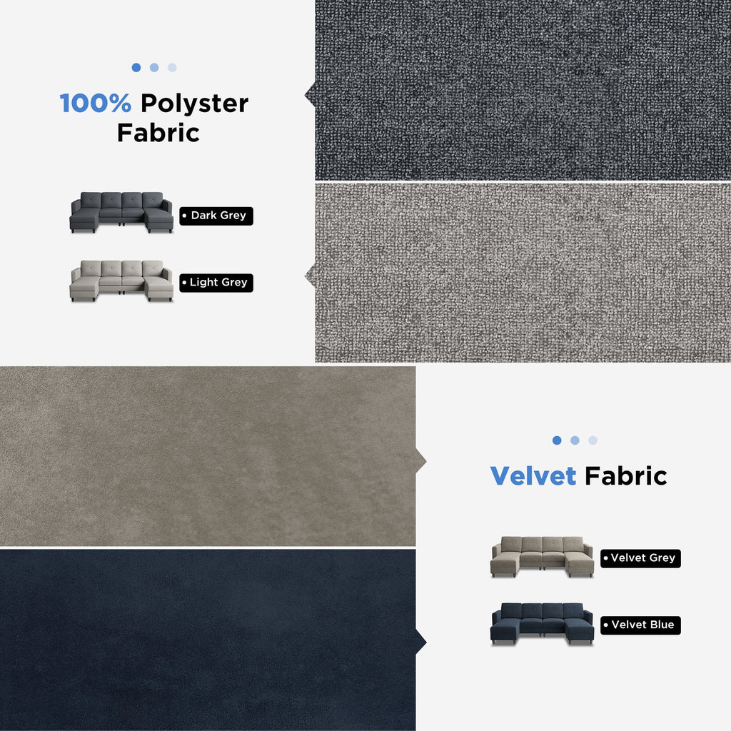 Velvet Sectional Sofa Couch Set with Chaise W62498