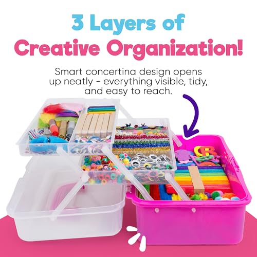 Pink 2800+ Pcs Craft Supplies Box with 2 Drawers G905760