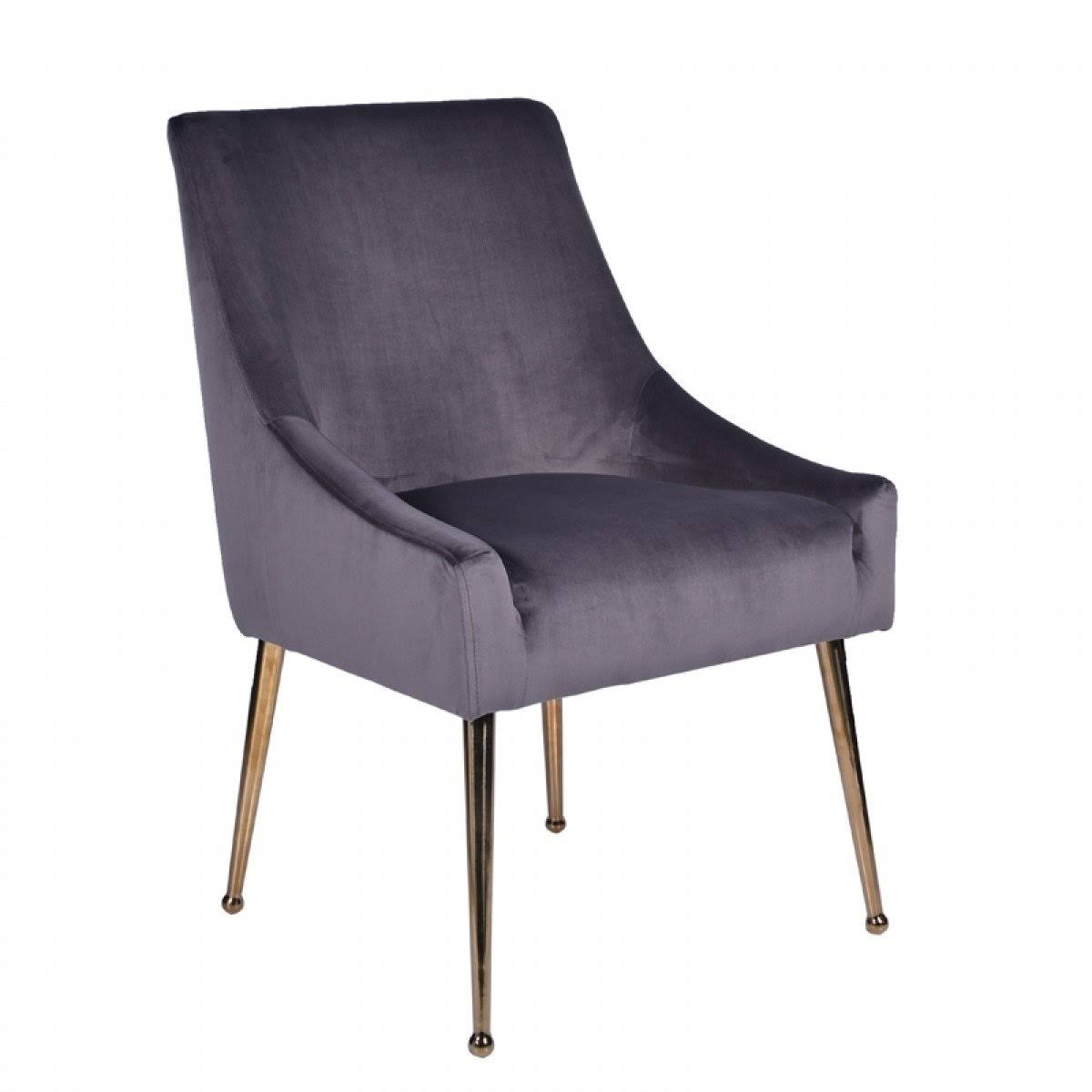 Grey Velvet Gold Dining Chair Set of 2 T996