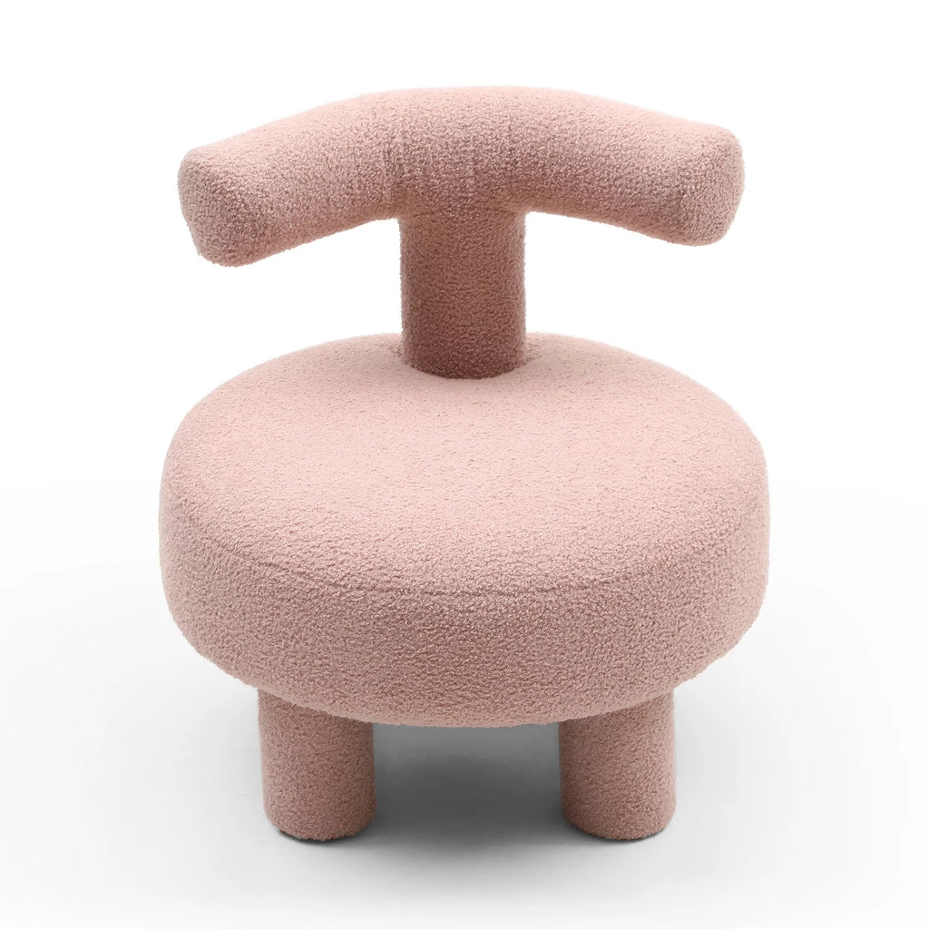 Sherpa Fabric Upholstered Ottoman Pouf A34955