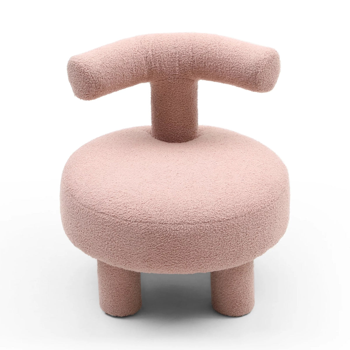 Sherpa Fabric Upholstered Ottoman Pouf A34955