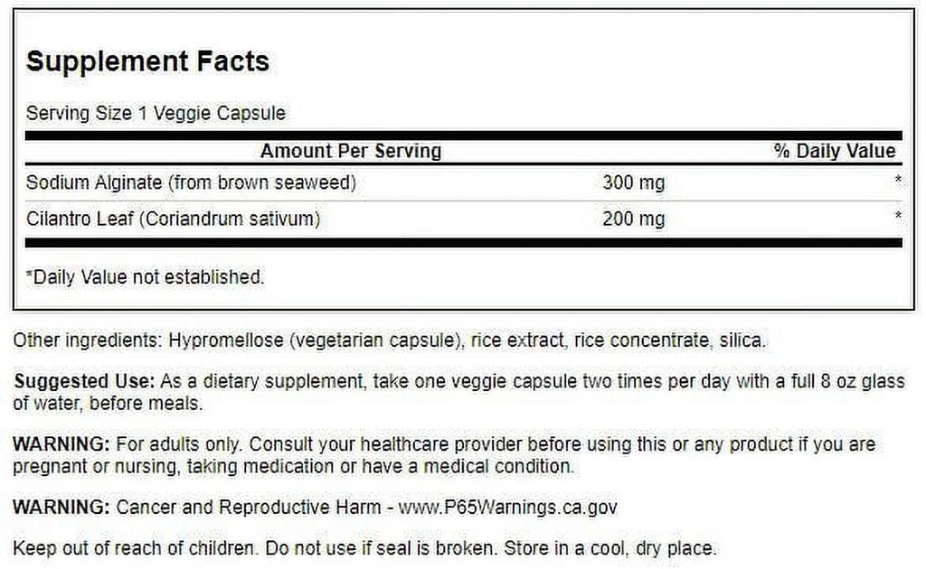 Brown Seaweed Sodium Alginate with Cilantro Leaf 60 Veg Caps 3 Pack Q29219