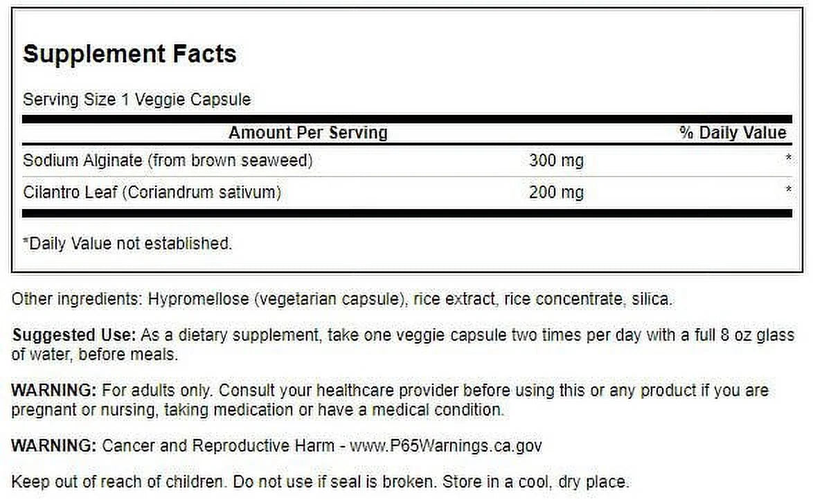 Brown Seaweed Sodium Alginate with Cilantro Leaf 60 Veg Caps 3 Pack Q29219