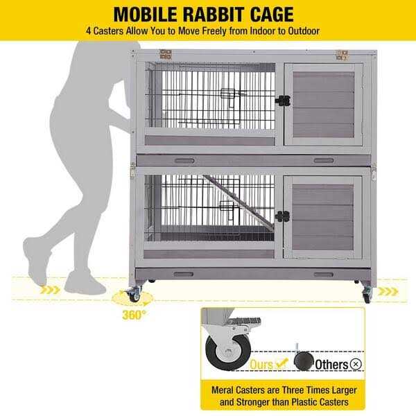 Wooden Rabbit Hutch with Folding Design P9639
