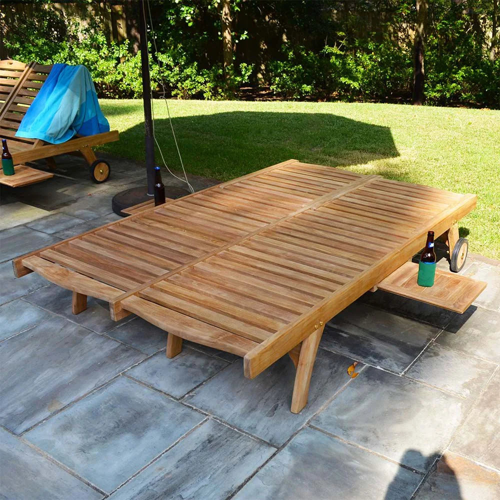 Grade A Teak Double Sun Lounger F247172