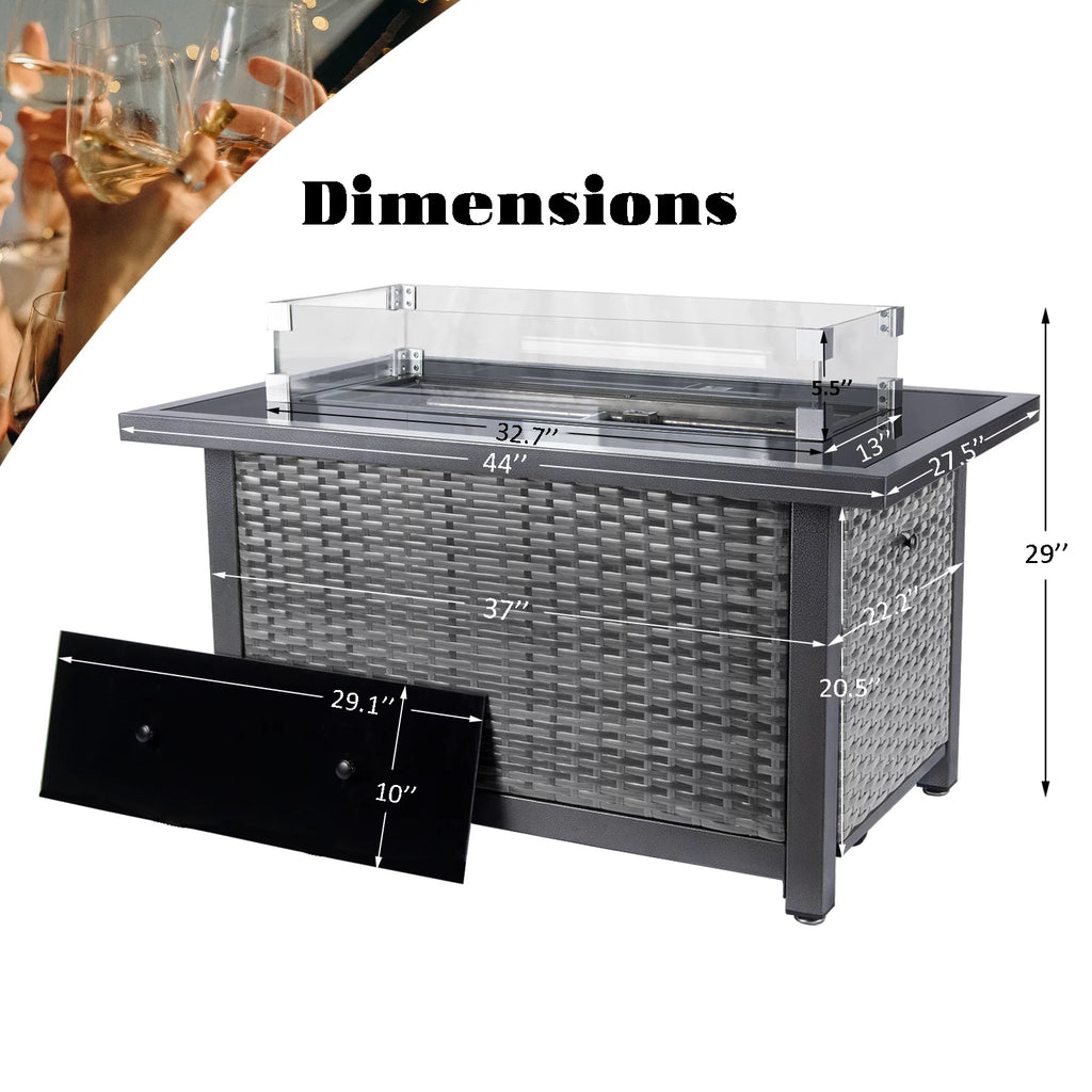 Propane Fire Pit Table with Wind Guard B81997