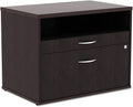 Espresso 2-Drawer 1 Shelf Low File Cabinet Credenza I765