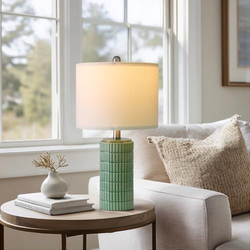 Small Modern Ceramic Table Lamps Set of 2 White Beige A932340