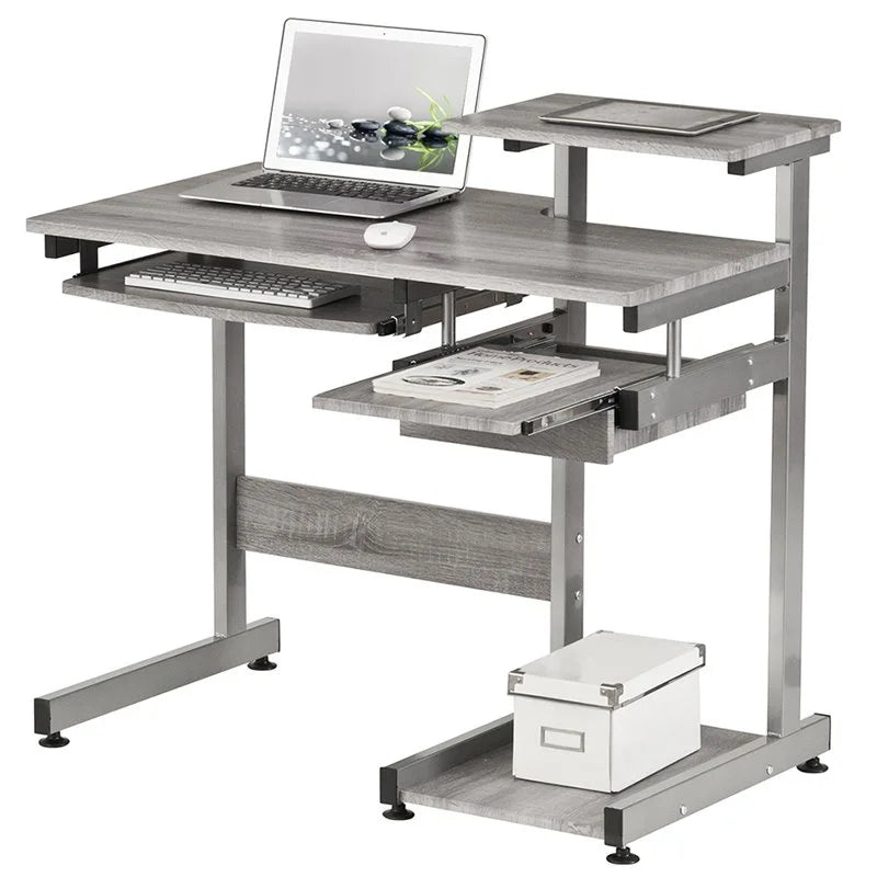 Contemporary Gray Engineered Wood Computer Desk G62497